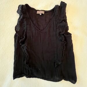 Michael Stars Black Gauze Ruffle Blouse
